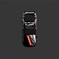 Modified Race Car With Black Silver Body Red White Graphic And Rear Spoiler