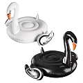Black And White Inflatable Swan Shaped Pool Floats For Leisure