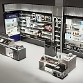 Blooming Store Modern Interior With Display Shelves Glass Cabinets And Organized Product Displays