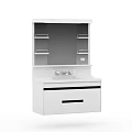 White Wall Mounted Bathroom Cabinet with Mirror Shelves and Drawer Countertop