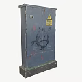 Worn Industrial Control Cabinet With Yellow Danger Sign And Surface Graffiti