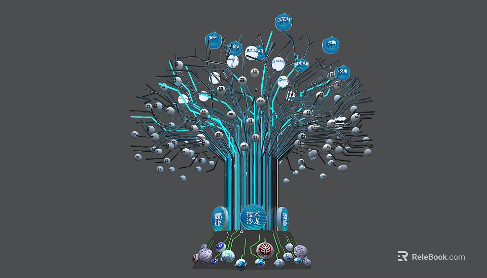 Intelligent Commercial Equipment Network With Data Connection And Smart Brain Structure 3d model