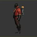Game Movie Character Red Outfit Gas Mask Ammunition Belt 3D Model Standing Pose Detailed Design