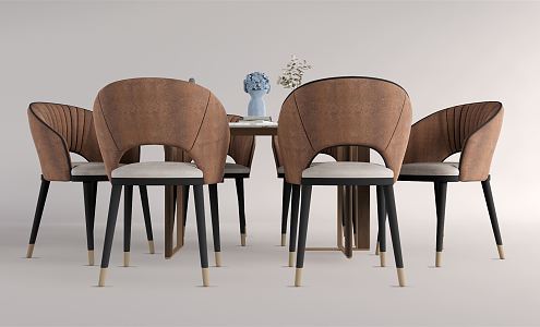 Modern Dining Table and Chair Combination 3d model