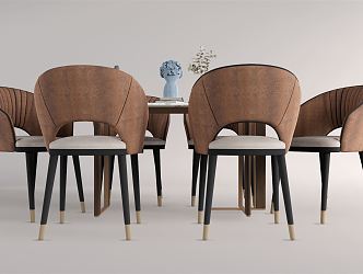 Modern Dining Table and Chair Combination 3d model