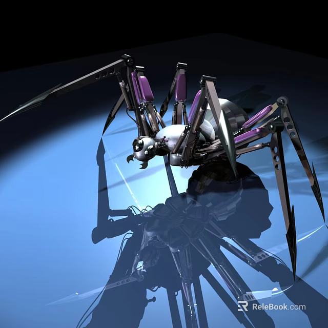 Smart Machine Advanced Spider Like Mechanical Structure With Purple Silver Legs 3d model 