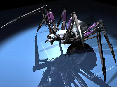 Smart Machine Advanced Spider Like Mechanical Structure With Purple Silver Legs 3d model