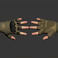 Camouflage Brown Fingerless Tactical Gloves With Protective Pads And Breathable Design For Outdoor Activities