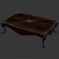 Dark Wooden Coffee Table With Carved Details And Curved Legs In Traditional Style