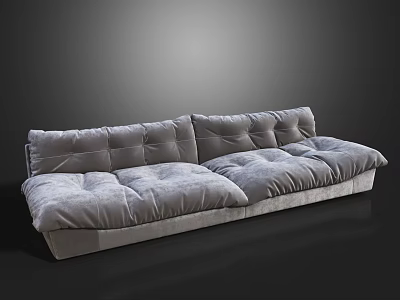 Modern Tufted Gray Velvet Two Seater Sofa With Plush Comfortable Cushions 3d model