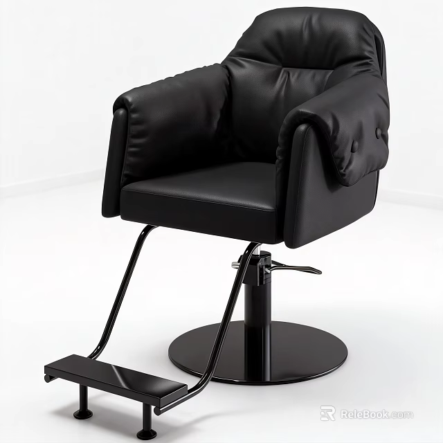 Black Leather Office Chair With Padded Armrests Adjustable Height And Modern Design 3d model 