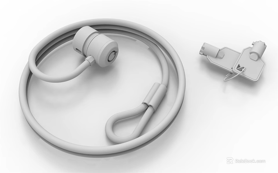 Laptop Security Lock Cable with Key Locking Mechanism for Anti Theft Protection Accessory 3d model 