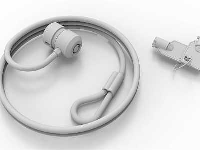Laptop Security Lock Cable with Key Locking Mechanism for Anti Theft Protection Accessory 3d model
