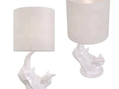 Modern Table Lamps with Geometric Origami Base and White Fabric Lampshade for Home Decor 3d model