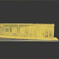 Miniature Street Scene Model With Green Walls Red Doors And Snowy Base