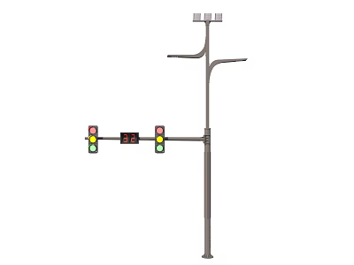Public Facility Utility Pole With Traffic Lights And Street Lighting Components 3d model