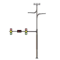 Public Facility Utility Pole With Traffic Lights And Street Lighting Components 3d model