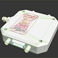 Silver Square Metal Household Item With Branded Surface And Connecting Port
