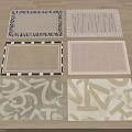 Stylish Square Rugs With Various Patterns And Different Colors For Home Decor 3d model