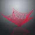 Red Grid Abstract Sculpture With Geometric Form On Dark Reflective Background 3d model