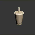 Delicious Brown Bubble Tea Cup With White Straw And Chewy Pearls