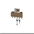 Wooden Wall Mounted Hook Rack With Key Holder And Card Storage Organizer
