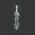 Flaming Warrior Weapon With Glowing Fiery Edges And Mythical Creature Elements