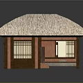 Traditional Thatched Roof Hut With Wooden Structure Red Walls And Classic Design