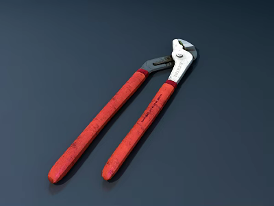 Professional Adjustable Pipe Wrench With Red Grip Handle For Hardware Tools 3d model