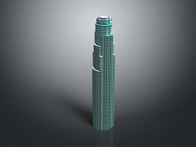 Cartoon Scene Featuring Green Tall Building With Multiple Floors And Pinnacle Top 3d model