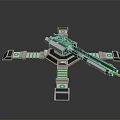 Sci Fi Mechanical Weapon With Glowing Green Elements And 3D Structure Design 3d model