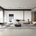 Modern Living Room Interior With Sofa Accent Chair Area Rug And Ceiling Lighting