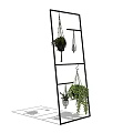 Black Multi Tiered Plant Stand With Hanging Basket Plants And Trailing Greenery