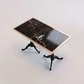 Elegant Dining Table With Black Marble Top Gold Trim And Black Legs Design