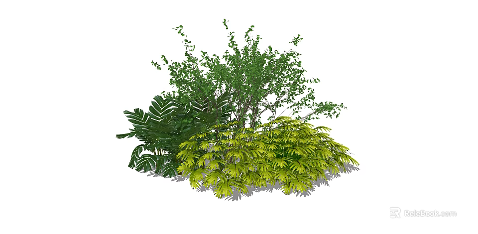 Lush Green Shrubs With Diverse Leaf Shapes For Outdoor Garden Landscaping 3d model 