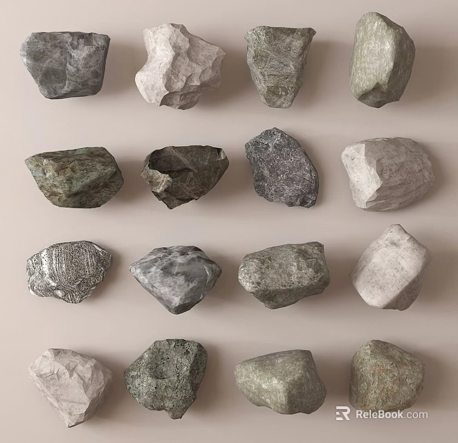 Natural Rockery Stones With Various Shapes And Colors For Garden Landscape Decoration 3d model 