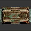 Vintage Rusted Treasure Chest With Green Patina And Gold Accents Detail