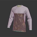 White And Brown Camouflage Pattern Long Sleeve Shirt With Front Logo Design