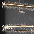 Modern Double Layer Glass Chandelier With Gold Circular Frame Design 3d model