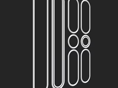 White Components With Various Shapes On Black Background Including Linear Oval And Circular 3d model