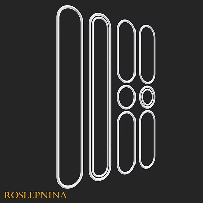 White Components With Various Shapes On Black Background Including Linear Oval And Circular 3d model