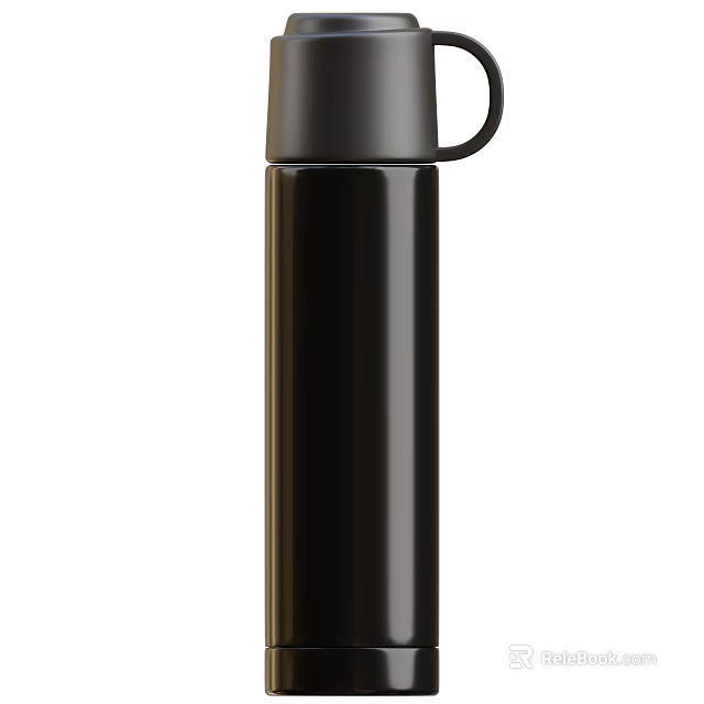 Black Stainless Steel Water Bottle With Sleek Design And Portable Handle 3d model 