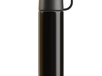 Black Stainless Steel Water Bottle With Sleek Design And Portable Handle 3d model
