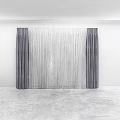 Modern Gray Curtains With Sheer String Drapes For Window Interior Design 3d model