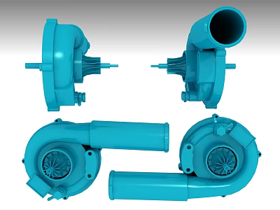 High Quality Blue Industrial Mechanical Components with Multiple Technical Views 3d model