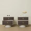 Italian Style Simple Modern Bedside Table Rotating Side Cabinet 3d model