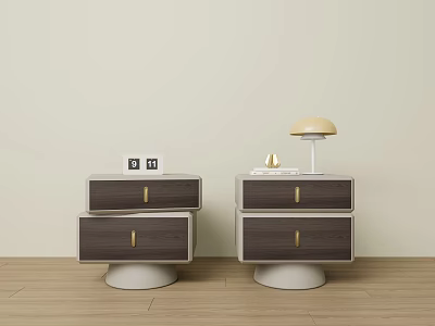 Italian Style Simple Modern Bedside Table Rotating Side Cabinet 3d model