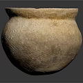Earthy Yellow Clay Pottery Vessel With Worn Texture And Wide Mouth For Storage