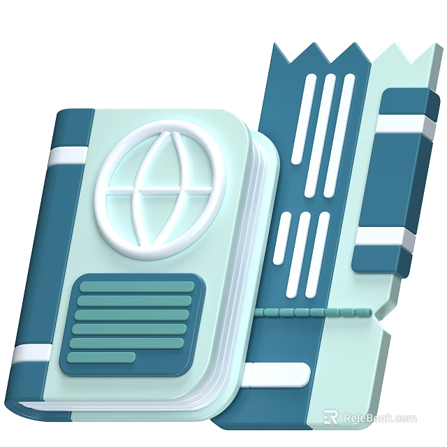Modern Blue And White Decorative Ornament Set With Geometric Patterns And Book Shapes 3d model 