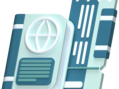 Modern Blue And White Decorative Ornament Set With Geometric Patterns And Book Shapes 3d model